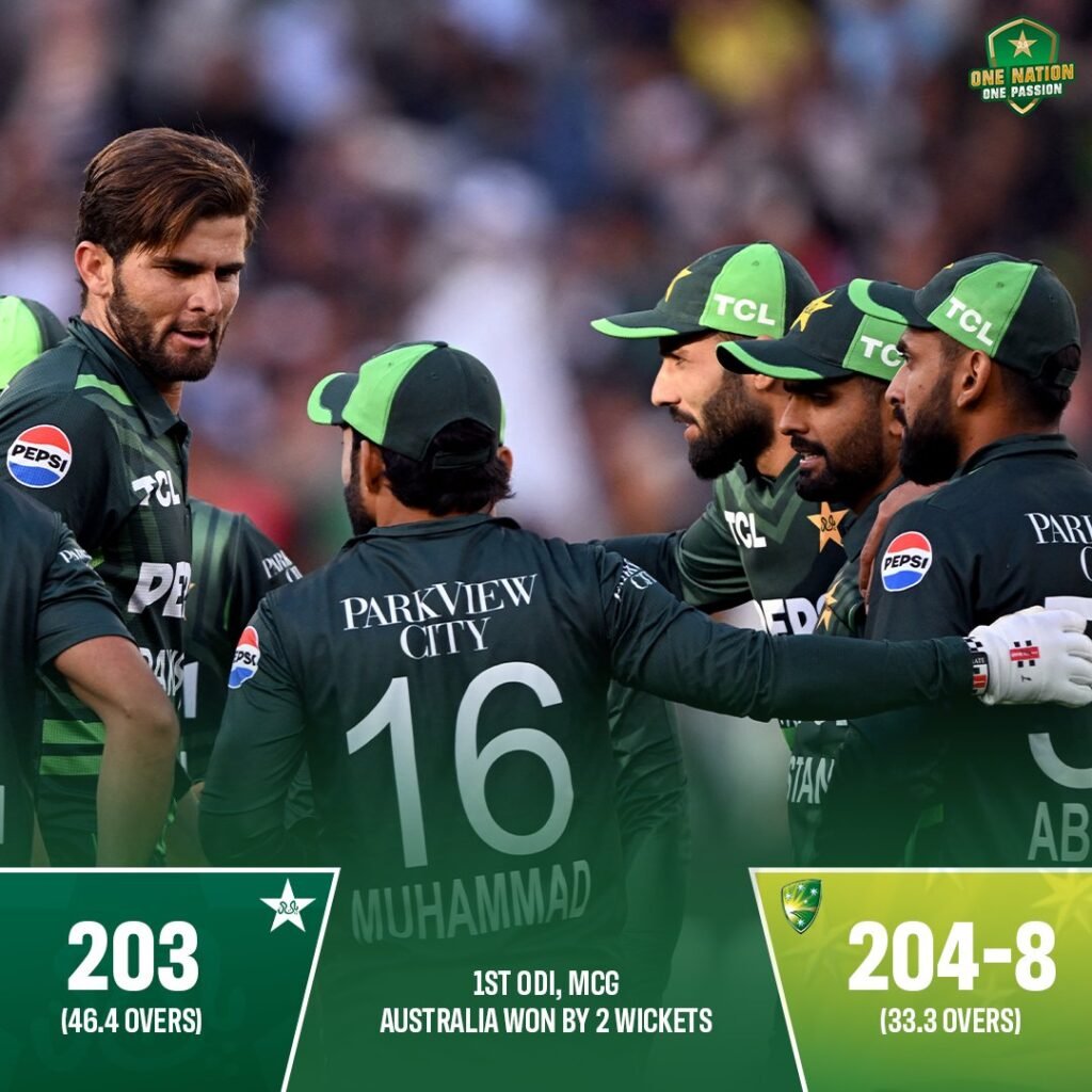 1st ODI: Australia beats Pakistan by 2 wickets