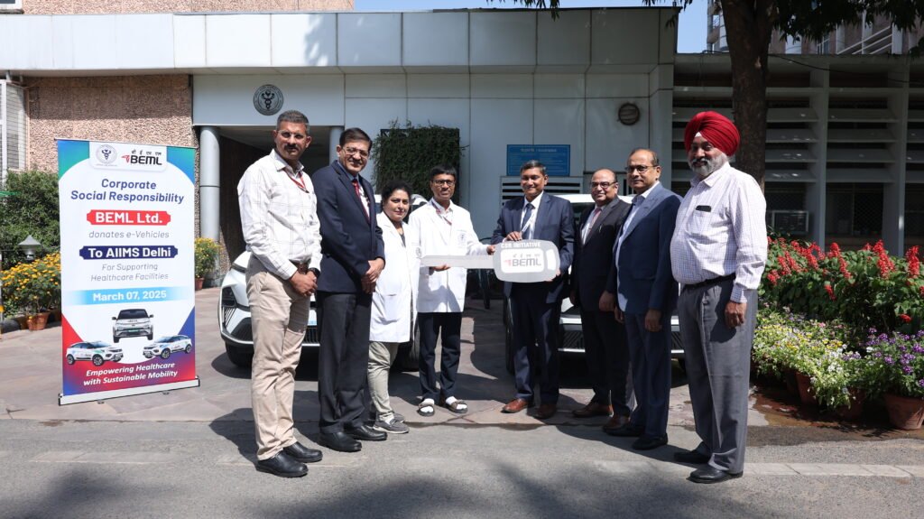 BEML Drives Sustainable Healthcare with Electric Vehicle Donation to AIIMS Delhi under CSR vision BEML Drives Sustainable Healthcare with Electric Vehicle Donation to AIIMS Delhi under CSR vision