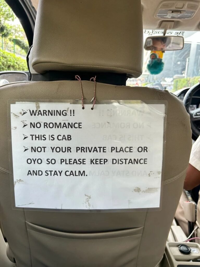 ‘No romance’: Bengaluru cab driver’s warning note becomes internet laughing stock