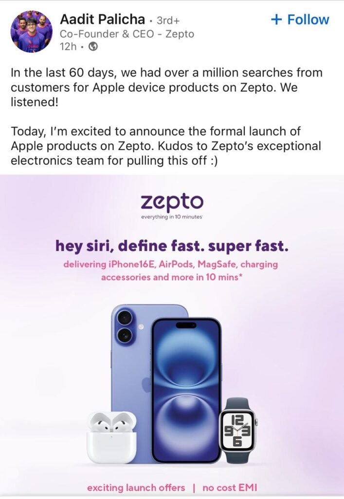 Zepto will now deliver Apple products in 10 minutes