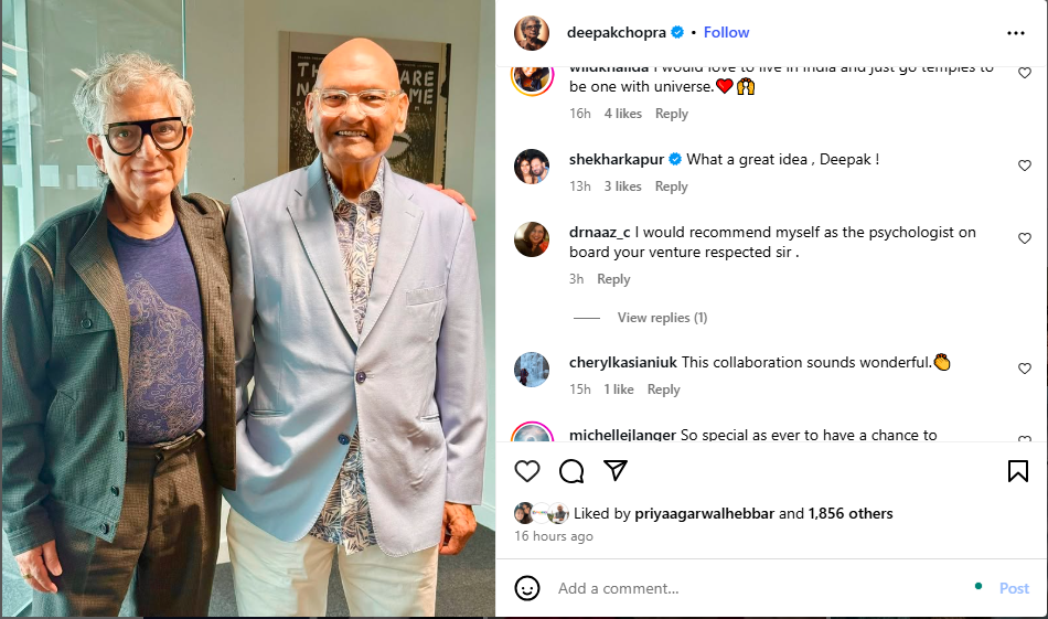 Vedanta Chairman Anil Agarwal and Deepak Chopra at Riverside Sutdios - Instagram
