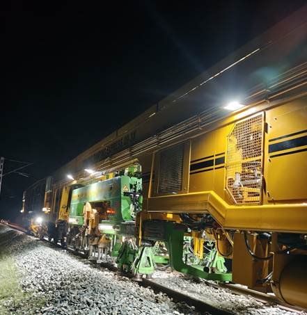 Ballast Cleaning Machine working in valley section