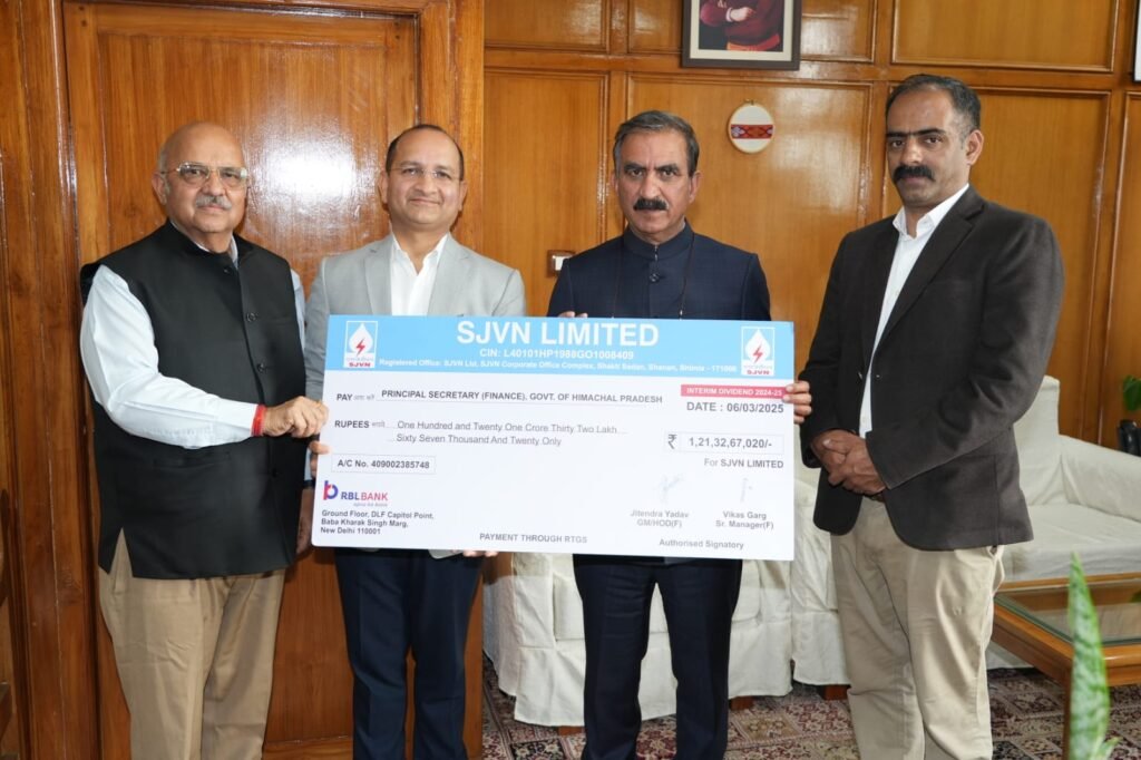 SJVN paid Interim Dividend of Rs. 121.33 crores for FY 2024-25 to GoHP