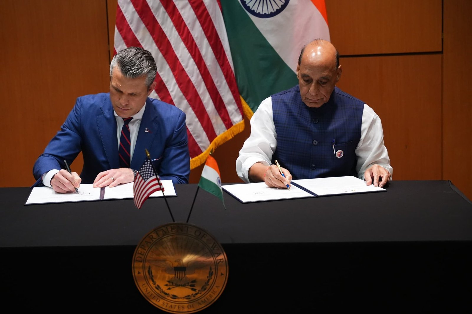 U.S. Defense Secretary Pete Hegseth and India’s Defence Minister Rajnath Singh inked a landmark 10-year Defence Framework Agreement