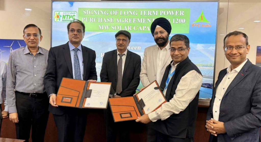 NTPC Renewable Energy Limited Signs 1,200 MW Solar Power Purchase Agreement with PTC India Limited