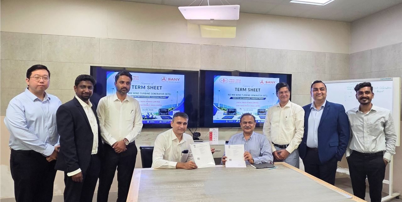 Jindal India Power Signs Term Sheet with SANY Wind Energy India for 160 MW Wind Turbine