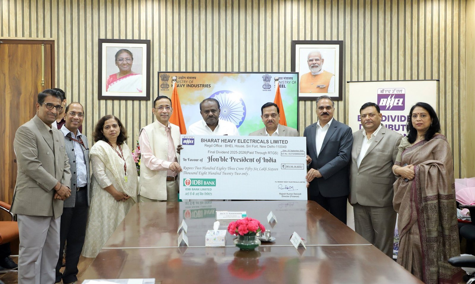 BHEL Pays Rs. 283.56 Cr Final Dividend for FY 2025-26 to Centre