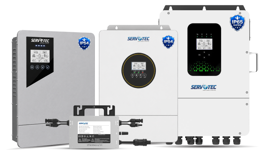 Servotech Next Gen IP54 & IP65 Hybrid Solar Inverters and Microinverter
