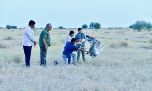 Bhupender Yadav Releases Two Male Great Indian Bustards into the wild at Desert National Park